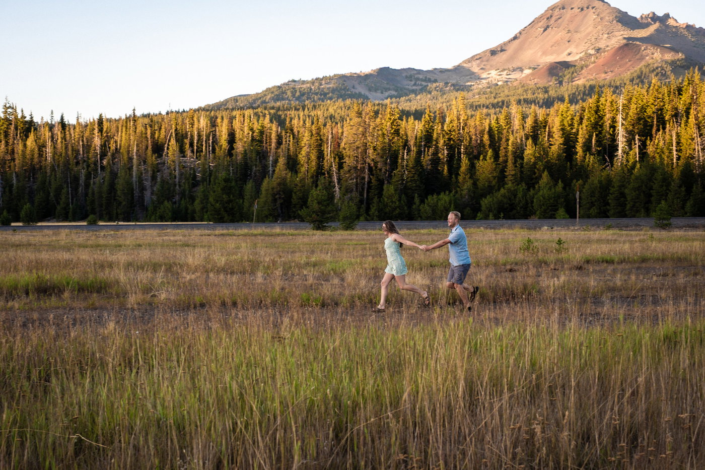 Running out into the high-desert meadow